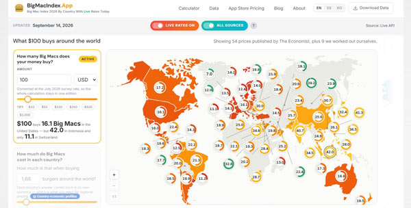 Big Mac Index World Map
