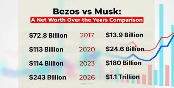 Wealth Gap between Bezos and Musk